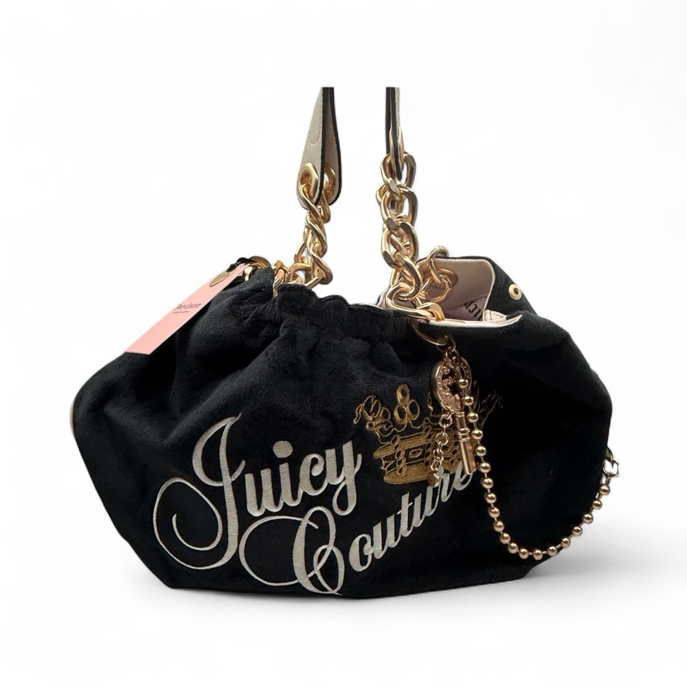 Juicy Couture Black Shoulder Bag with Gold Accents